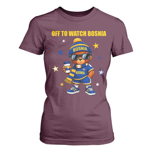 Bosnian Teddy Bear Fudbal Fan T Shirt For Women Off To Watch Bosnia