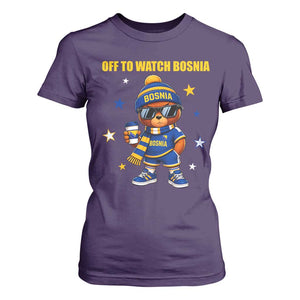 Bosnian Teddy Bear Fudbal Fan T Shirt For Women Off To Watch Bosnia