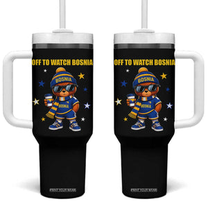 Bosnian Teddy Bear Fudbal Fan Tumbler With Handle Off To Watch Bosnia