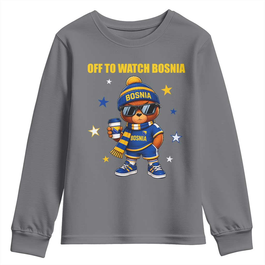 Bosnian Teddy Bear Fudbal Fan Youth Sweatshirt Off To Watch Bosnia