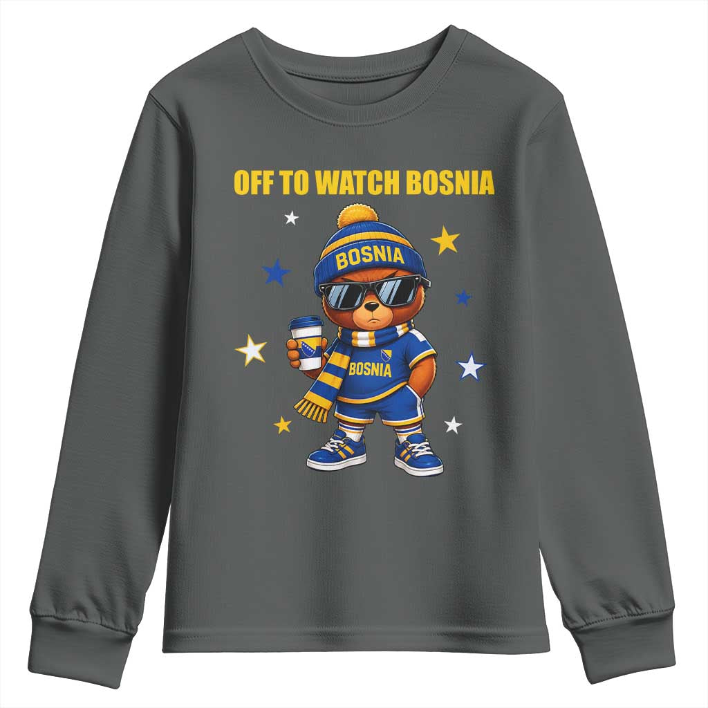 Bosnian Teddy Bear Fudbal Fan Youth Sweatshirt Off To Watch Bosnia