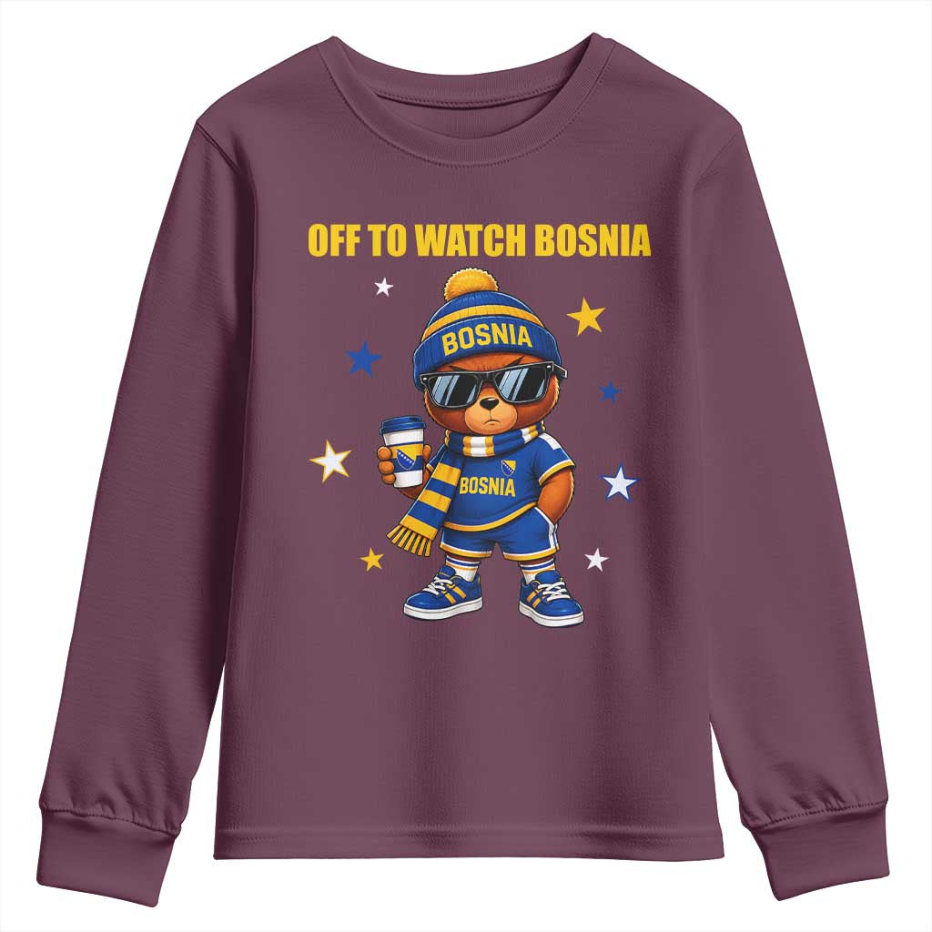 Bosnian Teddy Bear Fudbal Fan Youth Sweatshirt Off To Watch Bosnia