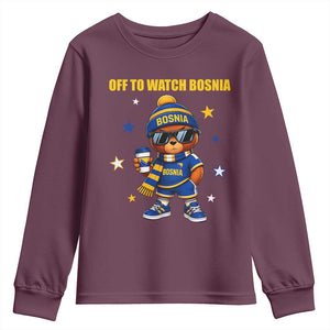 Bosnian Teddy Bear Fudbal Fan Youth Sweatshirt Off To Watch Bosnia