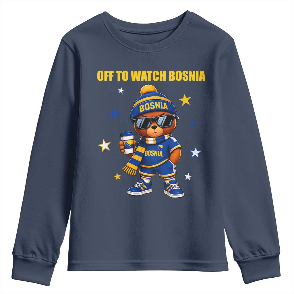 Bosnian Teddy Bear Fudbal Fan Youth Sweatshirt Off To Watch Bosnia