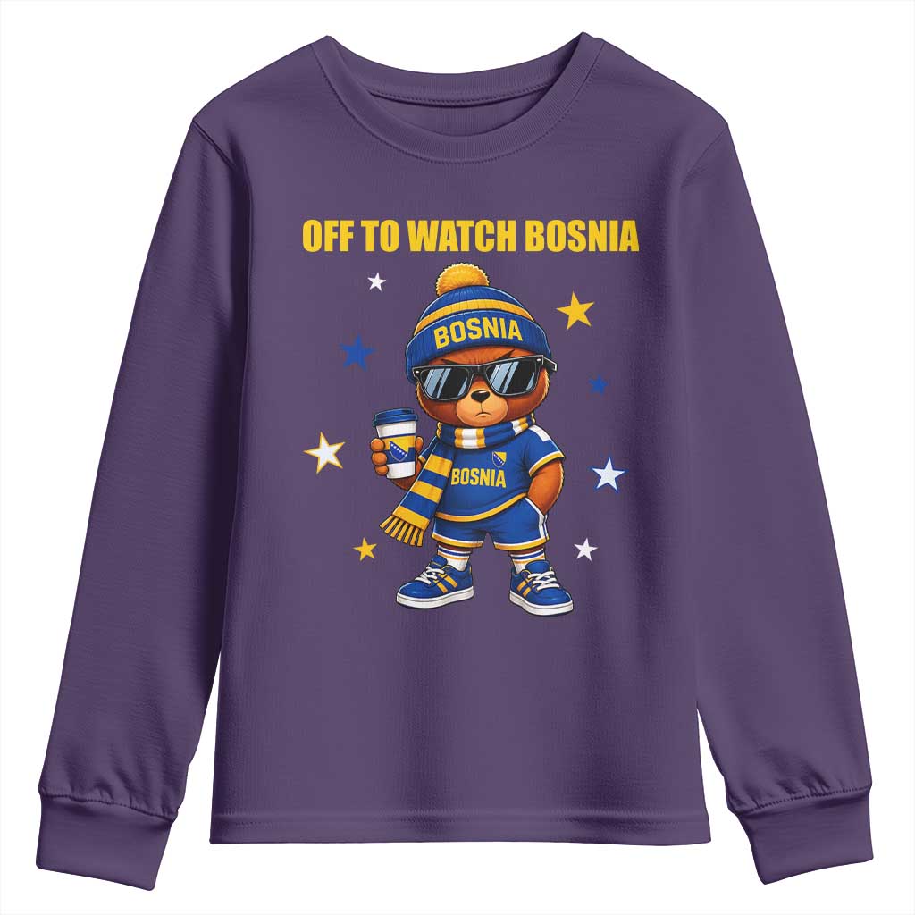 Bosnian Teddy Bear Fudbal Fan Youth Sweatshirt Off To Watch Bosnia