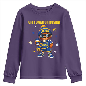 Bosnian Teddy Bear Fudbal Fan Youth Sweatshirt Off To Watch Bosnia