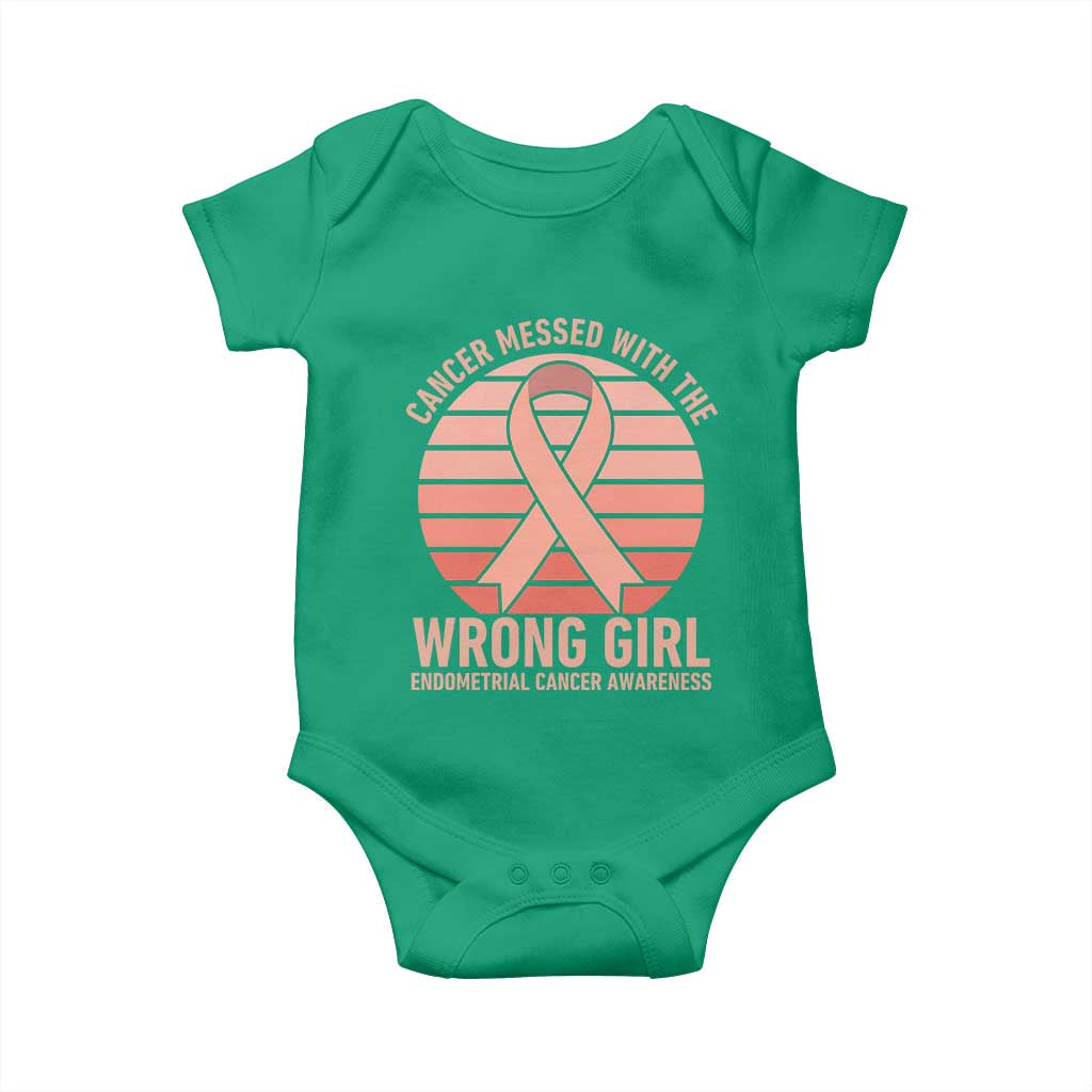 Cancer Messed With The Wrong Girl Baby Onesie Endometrial Cancer Warrior