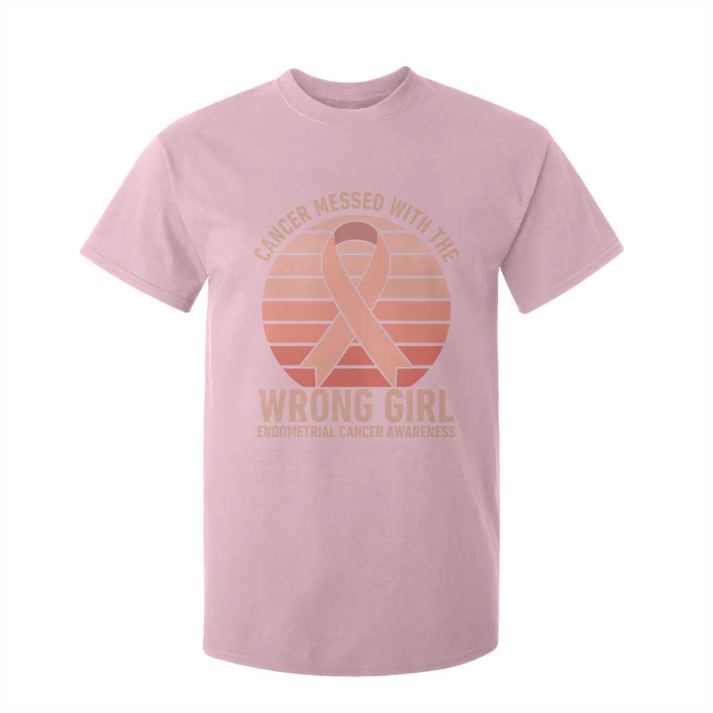 Cancer Messed With The Wrong Girl T Shirt For Kid Endometrial Cancer Warrior