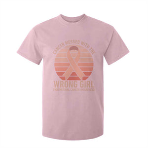 Cancer Messed With The Wrong Girl T Shirt For Kid Endometrial Cancer Warrior