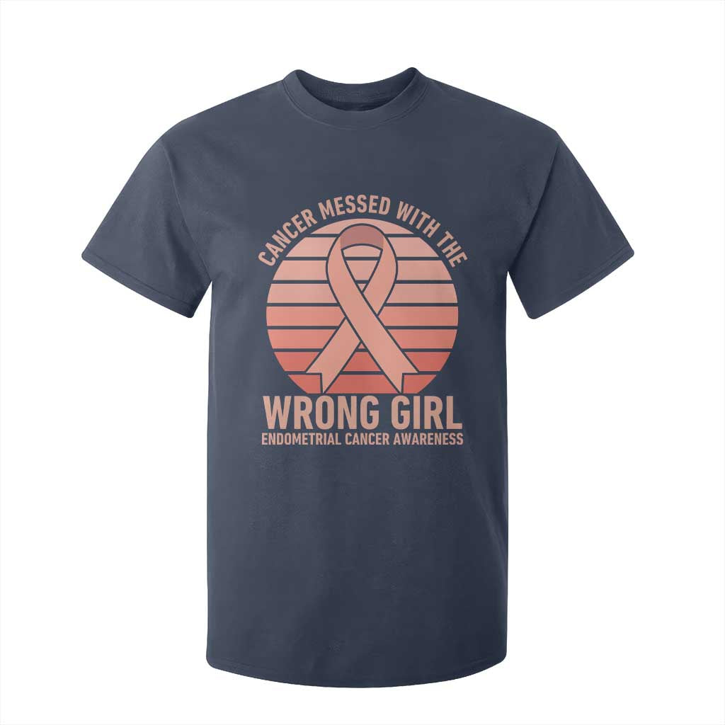 Cancer Messed With The Wrong Girl T Shirt For Kid Endometrial Cancer Warrior