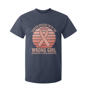 Cancer Messed With The Wrong Girl T Shirt For Kid Endometrial Cancer Warrior