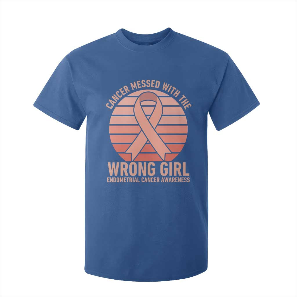 Cancer Messed With The Wrong Girl T Shirt For Kid Endometrial Cancer Warrior