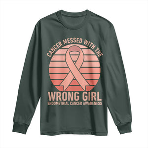 Cancer Messed With The Wrong Girl Long Sleeve Shirt Endometrial Cancer Warrior