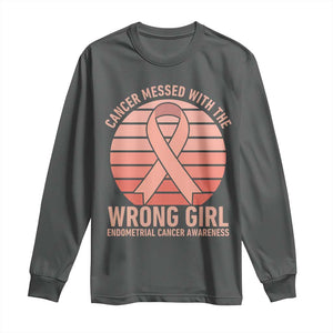 Cancer Messed With The Wrong Girl Long Sleeve Shirt Endometrial Cancer Warrior