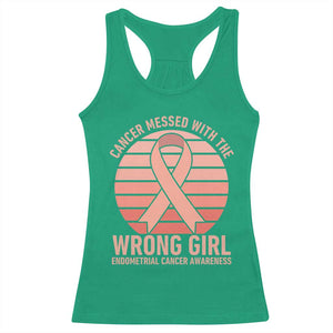 Cancer Messed With The Wrong Girl Racerback Tank Top Endometrial Cancer Warrior
