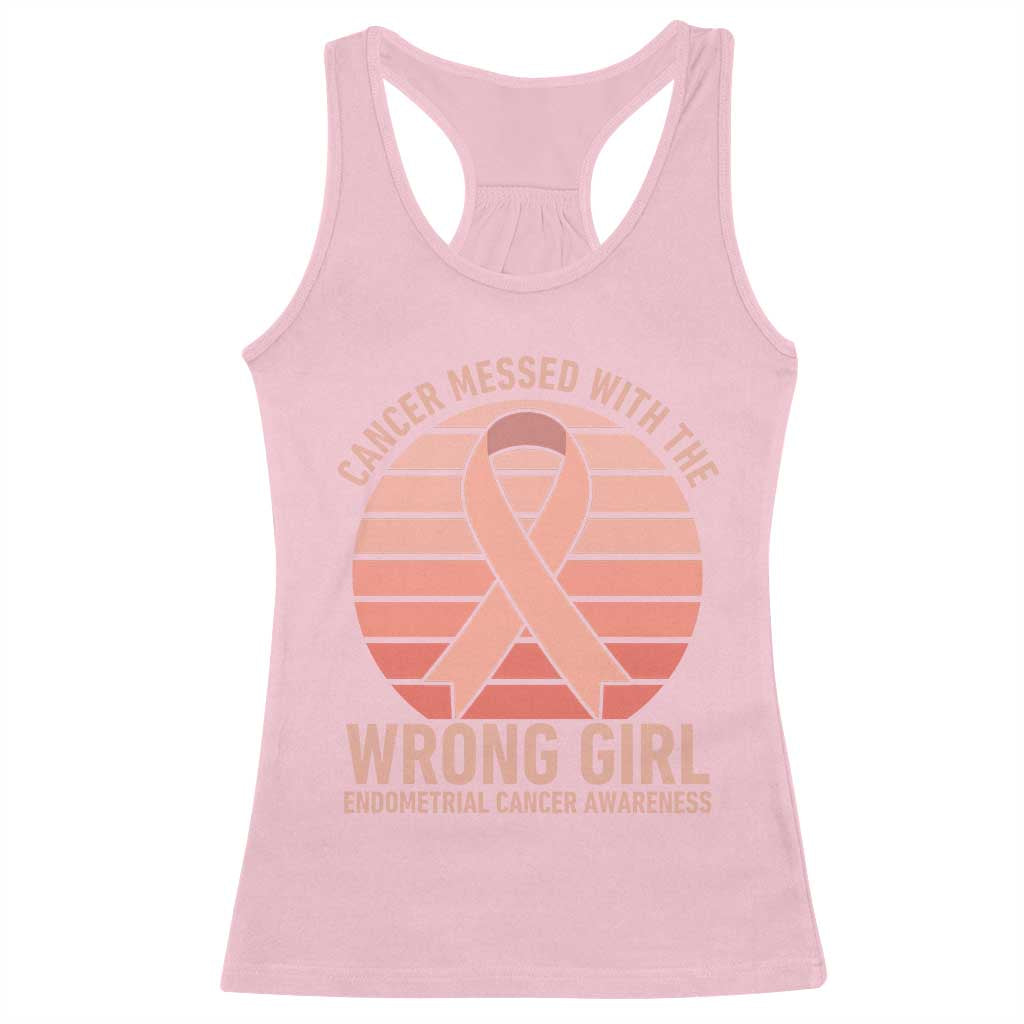 Cancer Messed With The Wrong Girl Racerback Tank Top Endometrial Cancer Warrior
