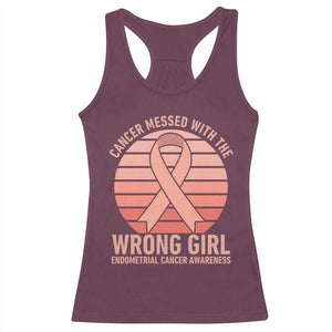 Cancer Messed With The Wrong Girl Racerback Tank Top Endometrial Cancer Warrior