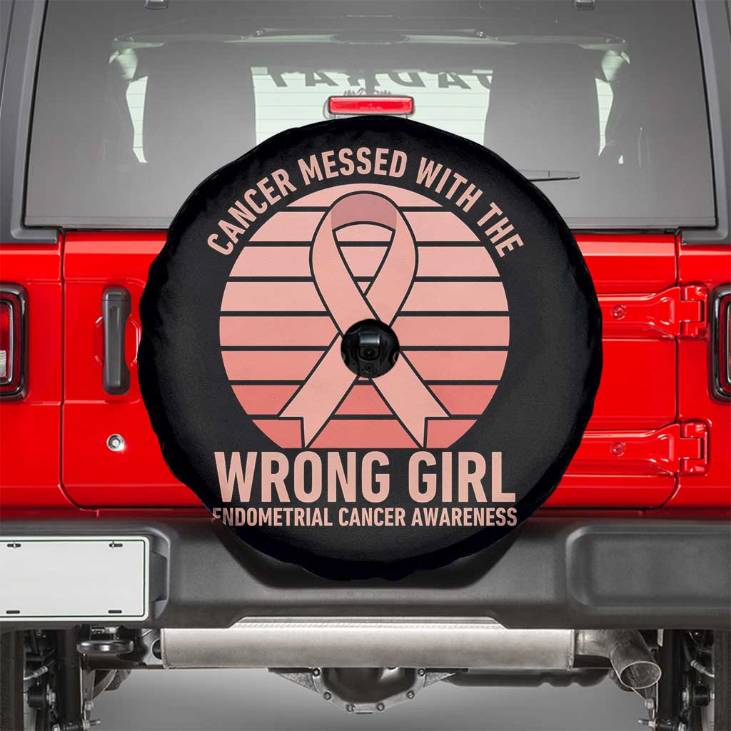 Cancer Messed With The Wrong Girl Spare Tire Cover Endometrial Cancer Warrior