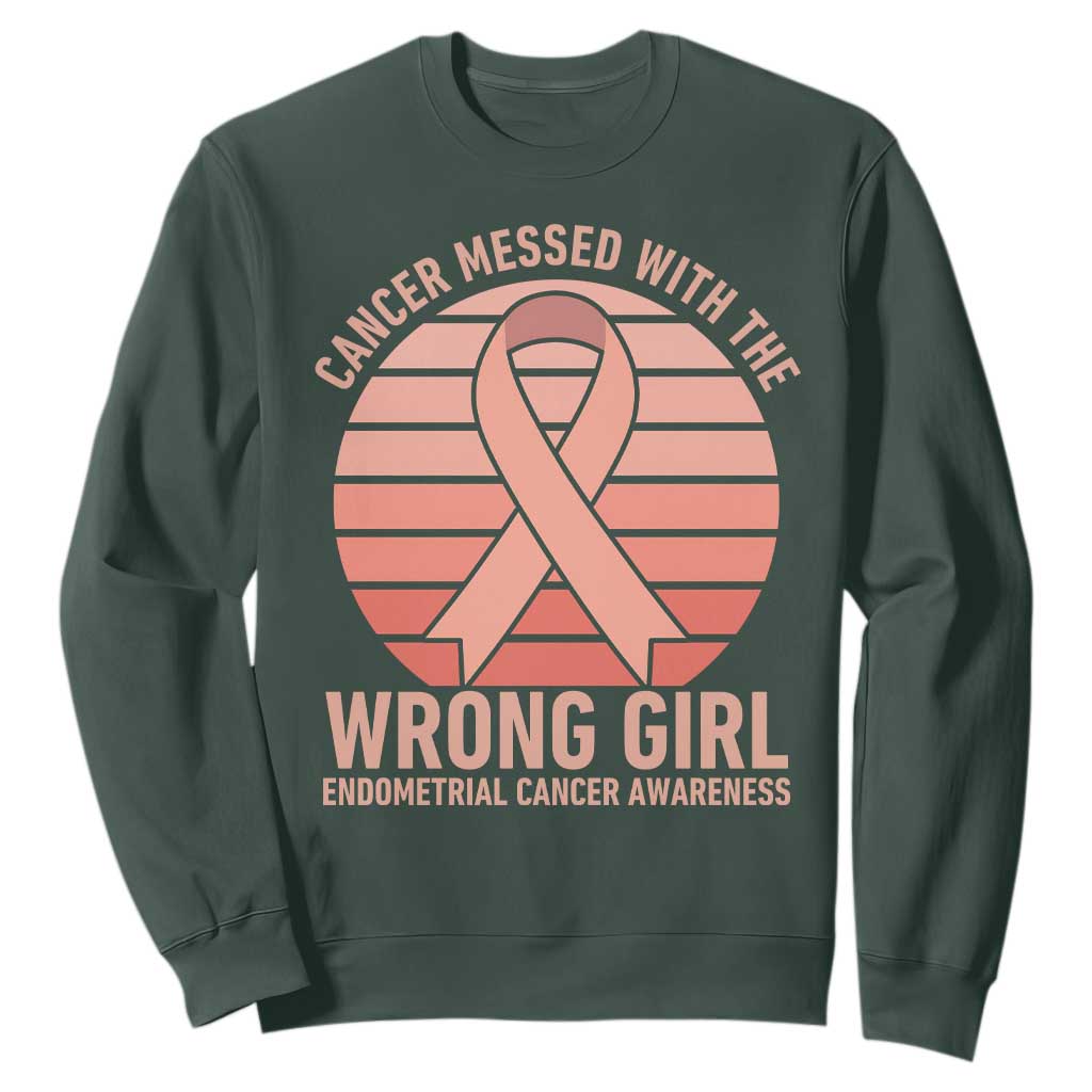 Cancer Messed With The Wrong Girl Sweatshirt Endometrial Cancer Warrior