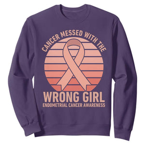 Cancer Messed With The Wrong Girl Sweatshirt Endometrial Cancer Warrior