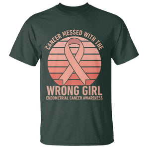 Cancer Messed With The Wrong Girl T Shirt Endometrial Cancer Warrior