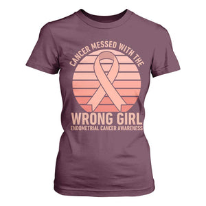 Cancer Messed With The Wrong Girl T Shirt For Women Endometrial Cancer Warrior