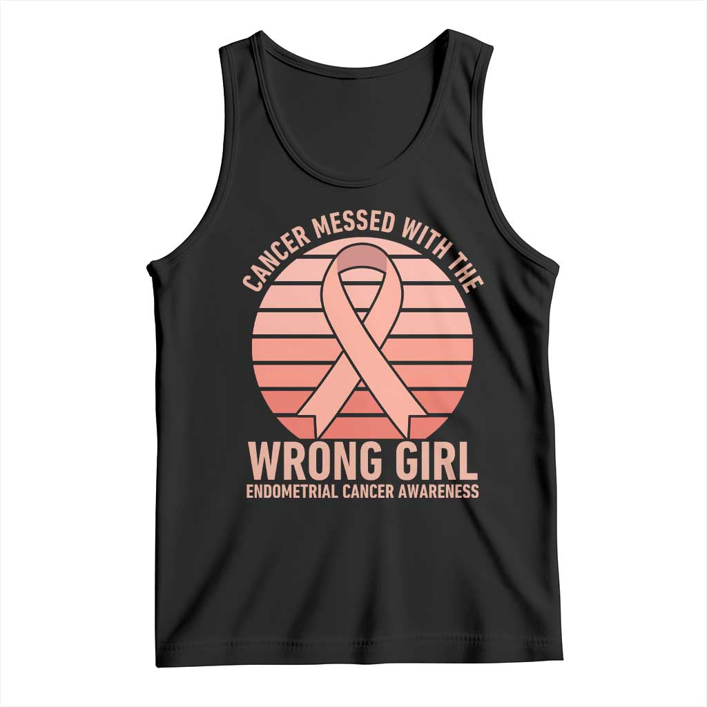 Cancer Messed With The Wrong Girl Tank Top Endometrial Cancer Warrior TS12 Black Print Your Wear