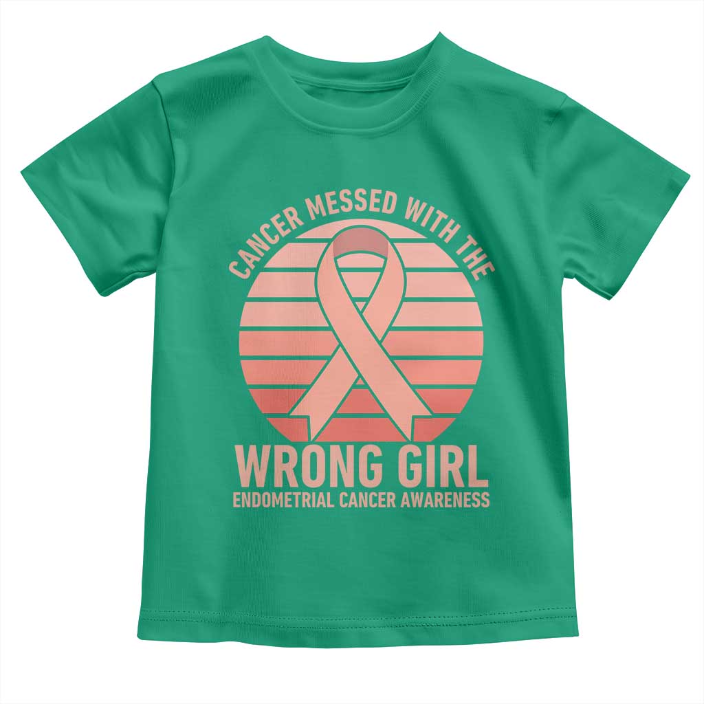 Cancer Messed With The Wrong Girl Toddler T Shirt Endometrial Cancer Warrior