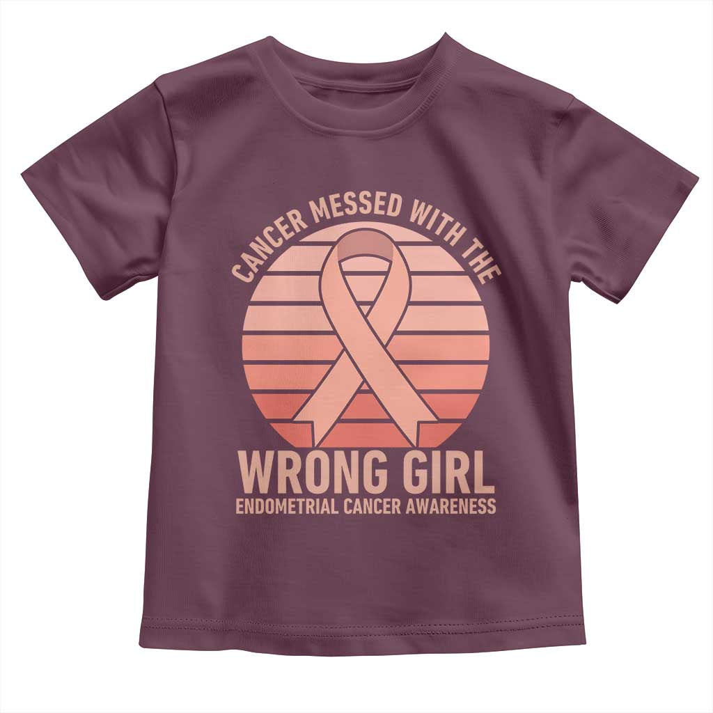 Cancer Messed With The Wrong Girl Toddler T Shirt Endometrial Cancer Warrior