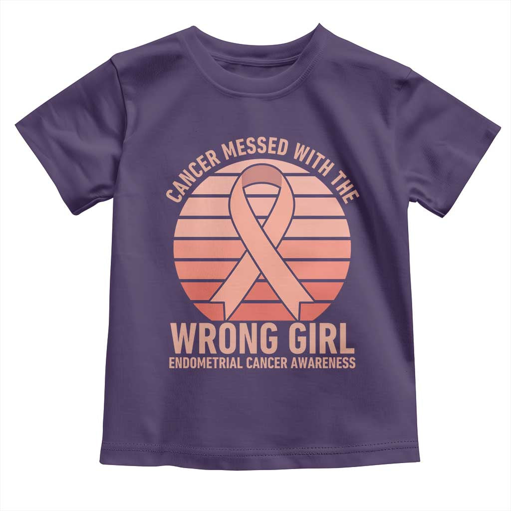 Cancer Messed With The Wrong Girl Toddler T Shirt Endometrial Cancer Warrior