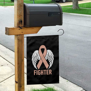 Endometrial Cancer Fighter Garden Flag Peach Ribbon Angel Wings Survivor
