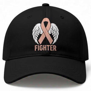 Endometrial Cancer Fighter Baseball Cap Peach Ribbon Angel Wings Survivor