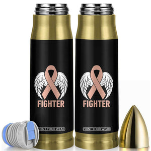Endometrial Cancer Fighter Bullet Tumbler Peach Ribbon Angel Wings Survivor