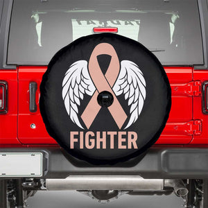 Endometrial Cancer Fighter Spare Tire Cover Peach Ribbon Angel Wings Survivor