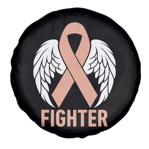 Endometrial Cancer Fighter Spare Tire Cover Peach Ribbon Angel Wings Survivor