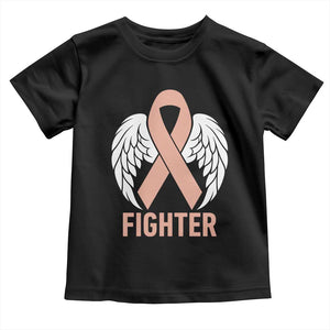 Endometrial Cancer Fighter Toddler T Shirt Peach Ribbon Angel Wings Survivor