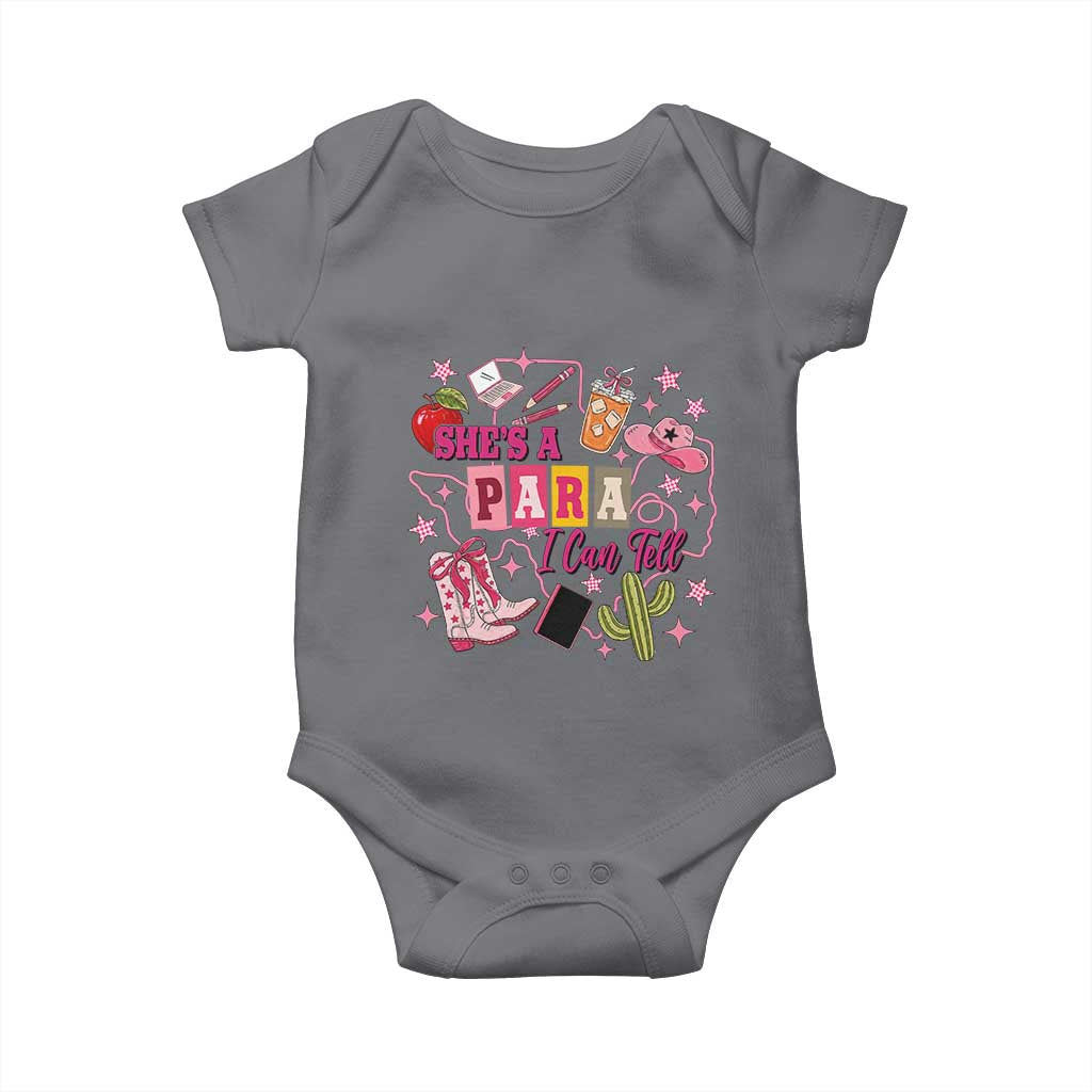 Funny Western Teacher Aide Graphic Baby Onesie She's A Para I Can Tell