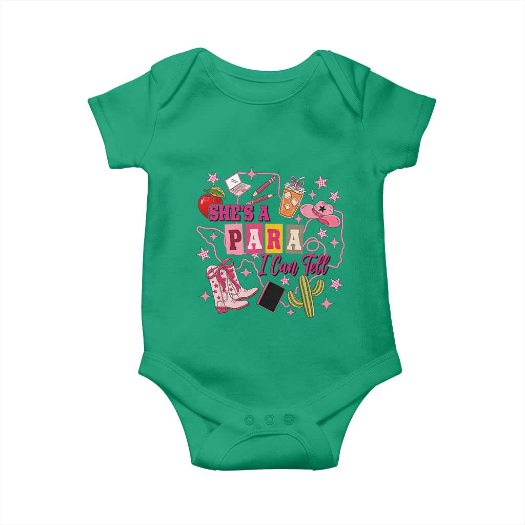 Funny Western Teacher Aide Graphic Baby Onesie She's A Para I Can Tell