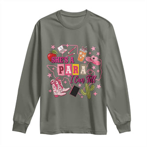 Funny Western Teacher Aide Graphic Long Sleeve Shirt She's A Para I Can Tell