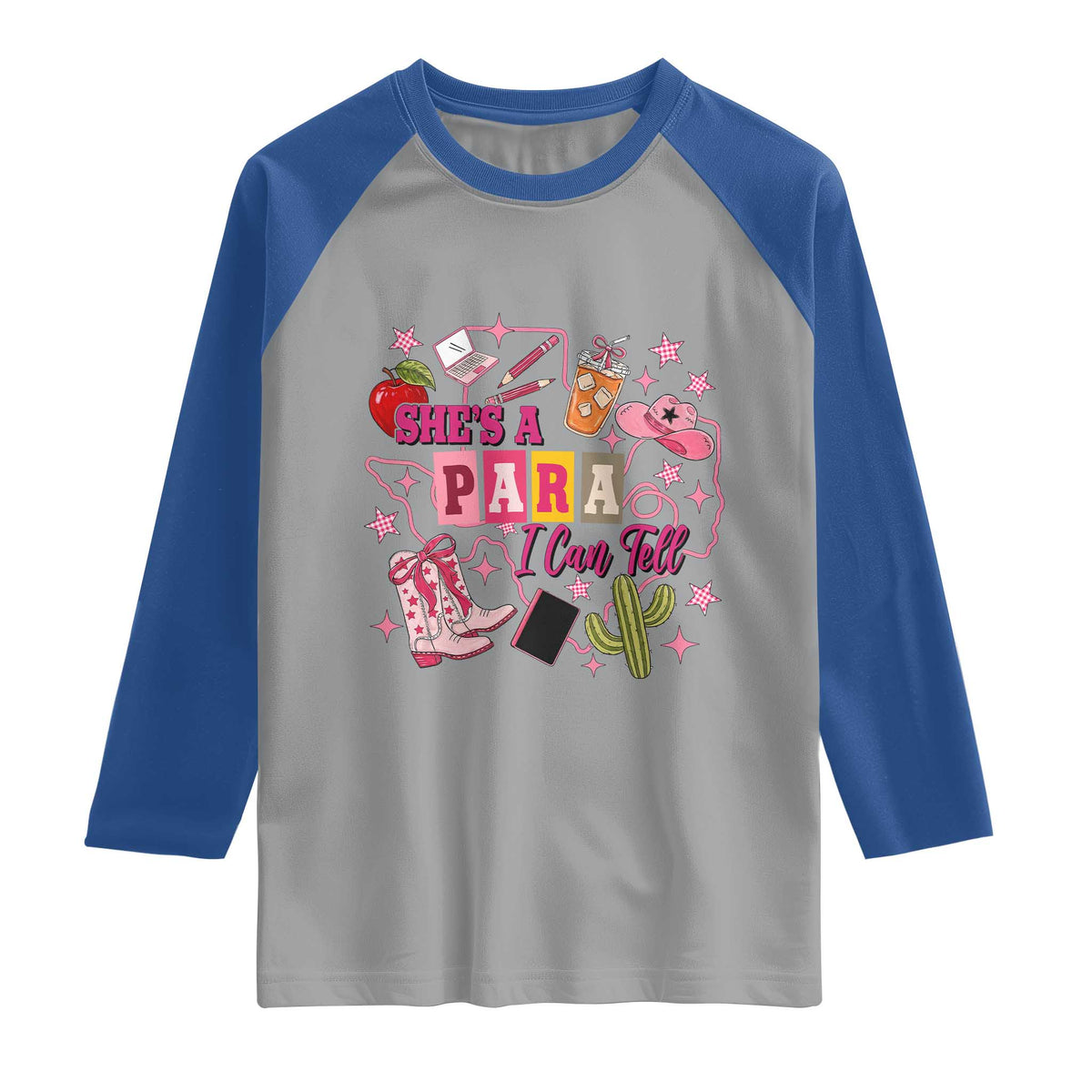 Funny Western Teacher Aide Graphic Raglan Shirt She's A Para I Can Tell