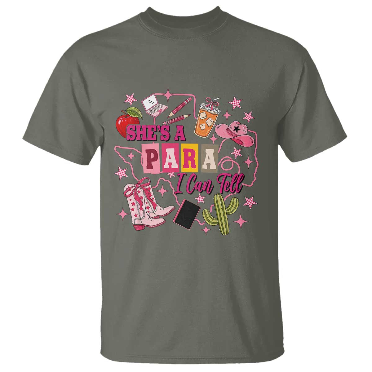 Funny Western Teacher Aide Graphic T Shirt She's A Para I Can Tell