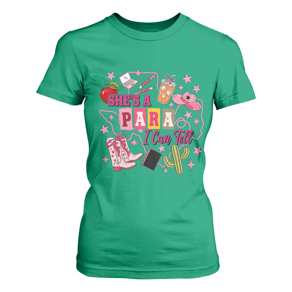 Funny Western Teacher Aide Graphic T Shirt For Women She's A Para I Can Tell