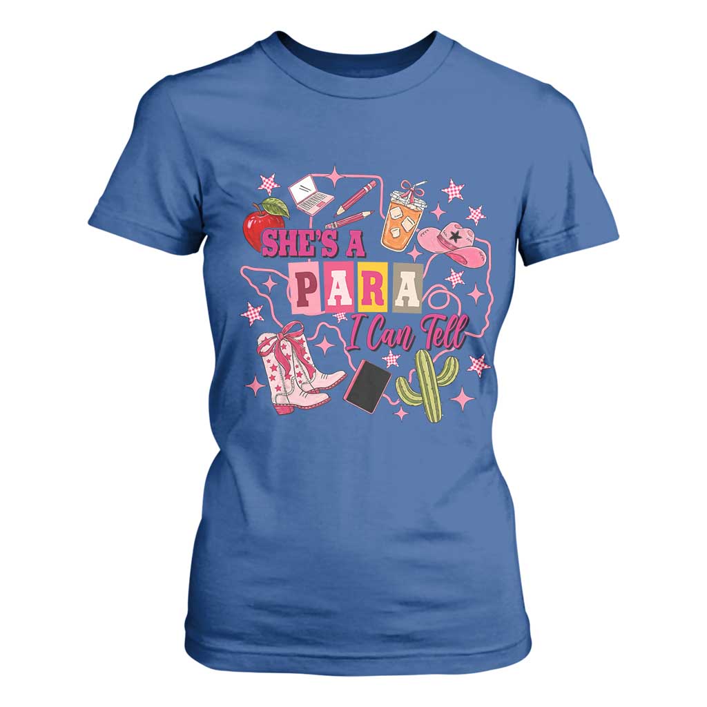 Funny Western Teacher Aide Graphic T Shirt For Women She's A Para I Can Tell