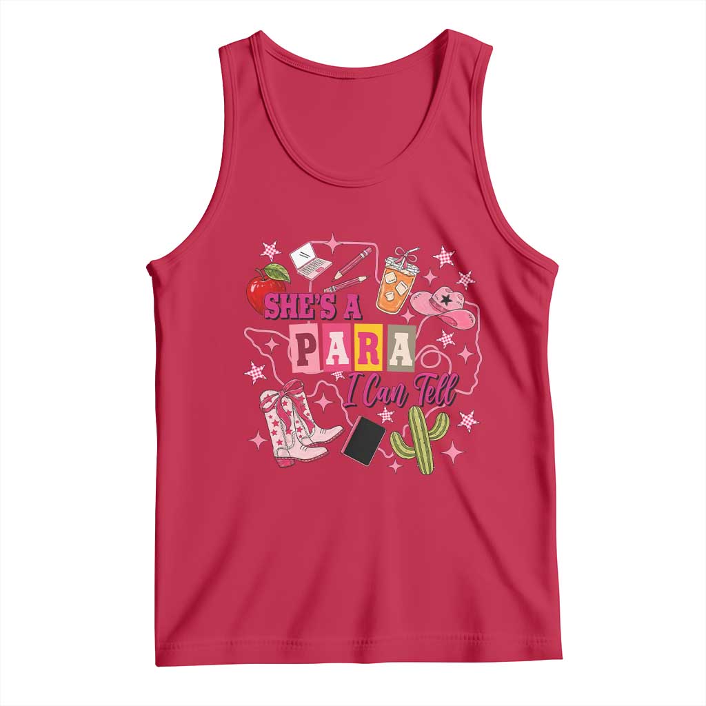 Funny Western Teacher Aide Graphic Tank Top She's A Para I Can Tell