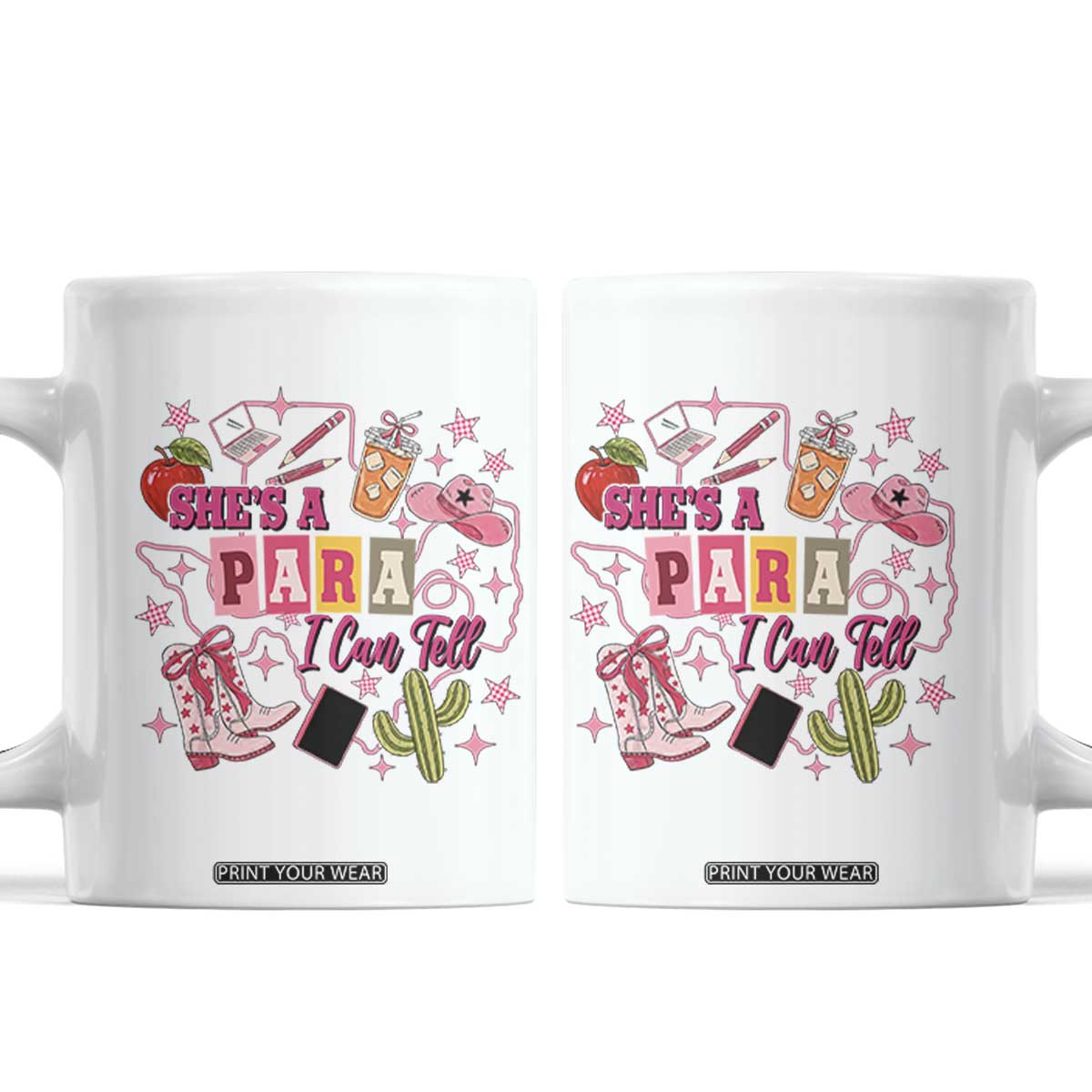 Funny Western Teacher Aide Graphic Coffee Mug She's A Para I Can Tell TS12 White Print Your Wear
