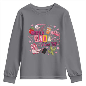 Funny Western Teacher Aide Graphic Youth Sweatshirt She's A Para I Can Tell