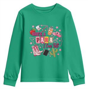 Funny Western Teacher Aide Graphic Youth Sweatshirt She's A Para I Can Tell