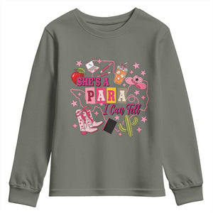 Funny Western Teacher Aide Graphic Youth Sweatshirt She's A Para I Can Tell