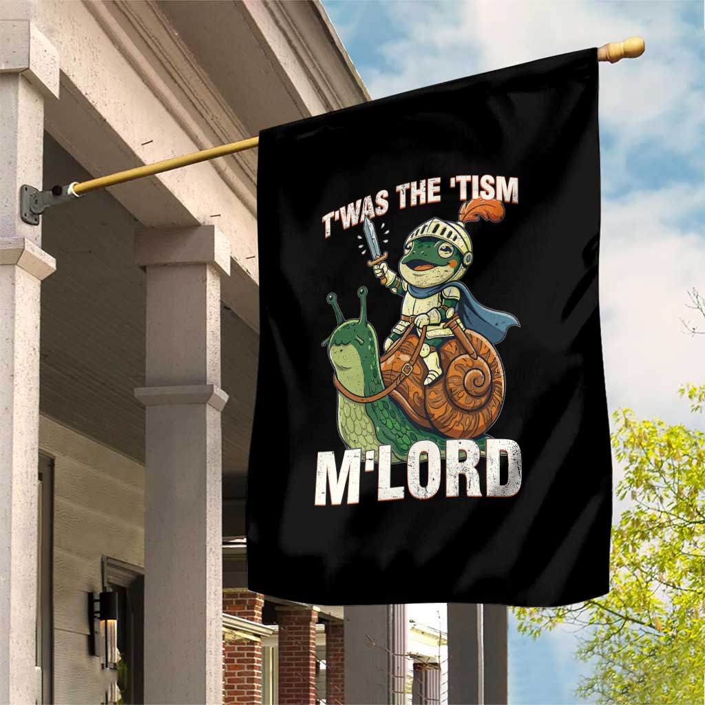 Funny Medieval Knight Frog Meme With Sword Garden Flag Twas The Tism MLord