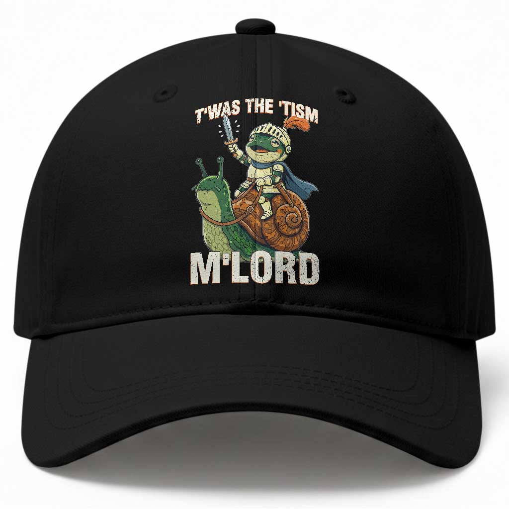 Funny Medieval Knight Frog Meme With Sword Baseball Cap Twas The Tism MLord TS12 Print Your Wear